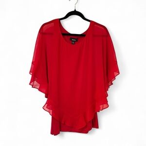 ❤️Red Flowy Top with Attached Under-tank Sz L